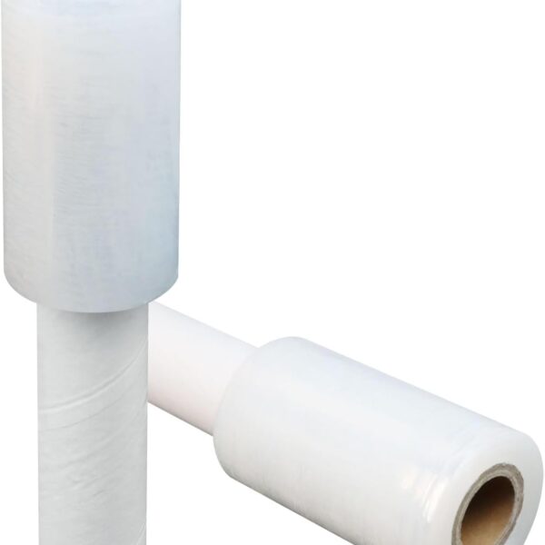 Stretch Film 4" × 500 ft, Shrink Wrap Rolls with Handle, 80 Gauge