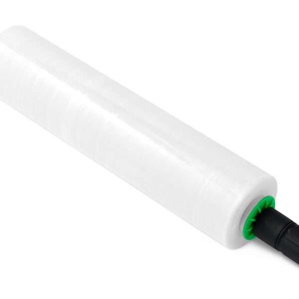 Strong Transparent Stretch Wrap Film Roll for Moving, Shipping and Storing, Furniture Wrapping, 15" x 1000 ft, Two Ergonomic Handles, Clear, 1 Roll