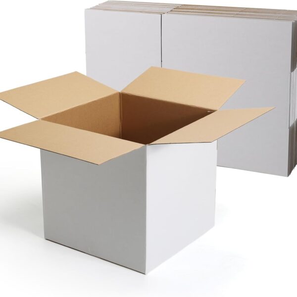 12x12x12 Shipping Boxes 10 Pack, White Corrugated Cardboard Boxes with Side-Lock and Pre-Applied Double-Sided Tape, Easy Assemble Packing Mailer Boxes for Small Business Shipping