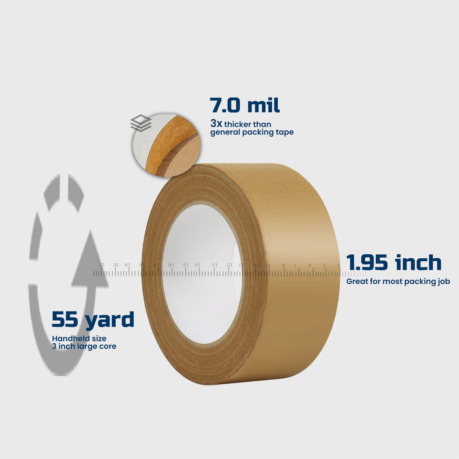 12 Rolls Kraft Paper Packing Tape for Boxes, 2in x 55yd x 7mil - Image 2