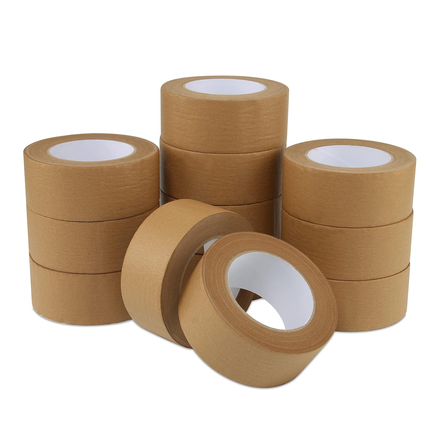 12 Rolls Kraft Paper Packing Tape for Boxes, 2in x 55yd x 7mil