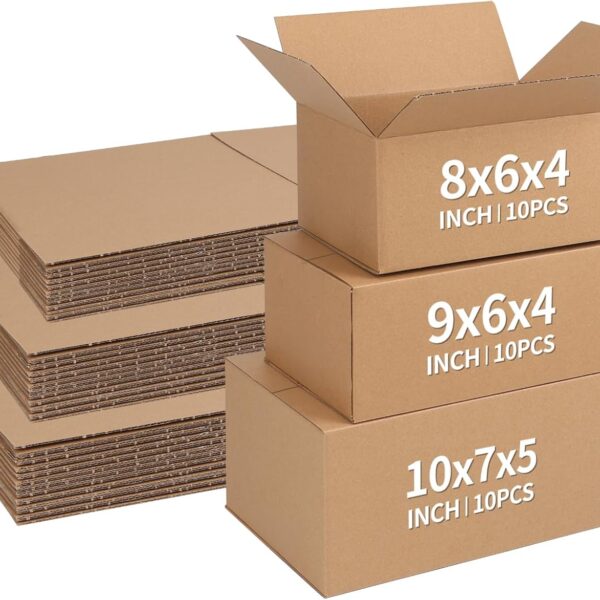 Assorted Sizes Shipping Boxes 30 Pack (10x7x5, 9x6x4, 8x6x4)