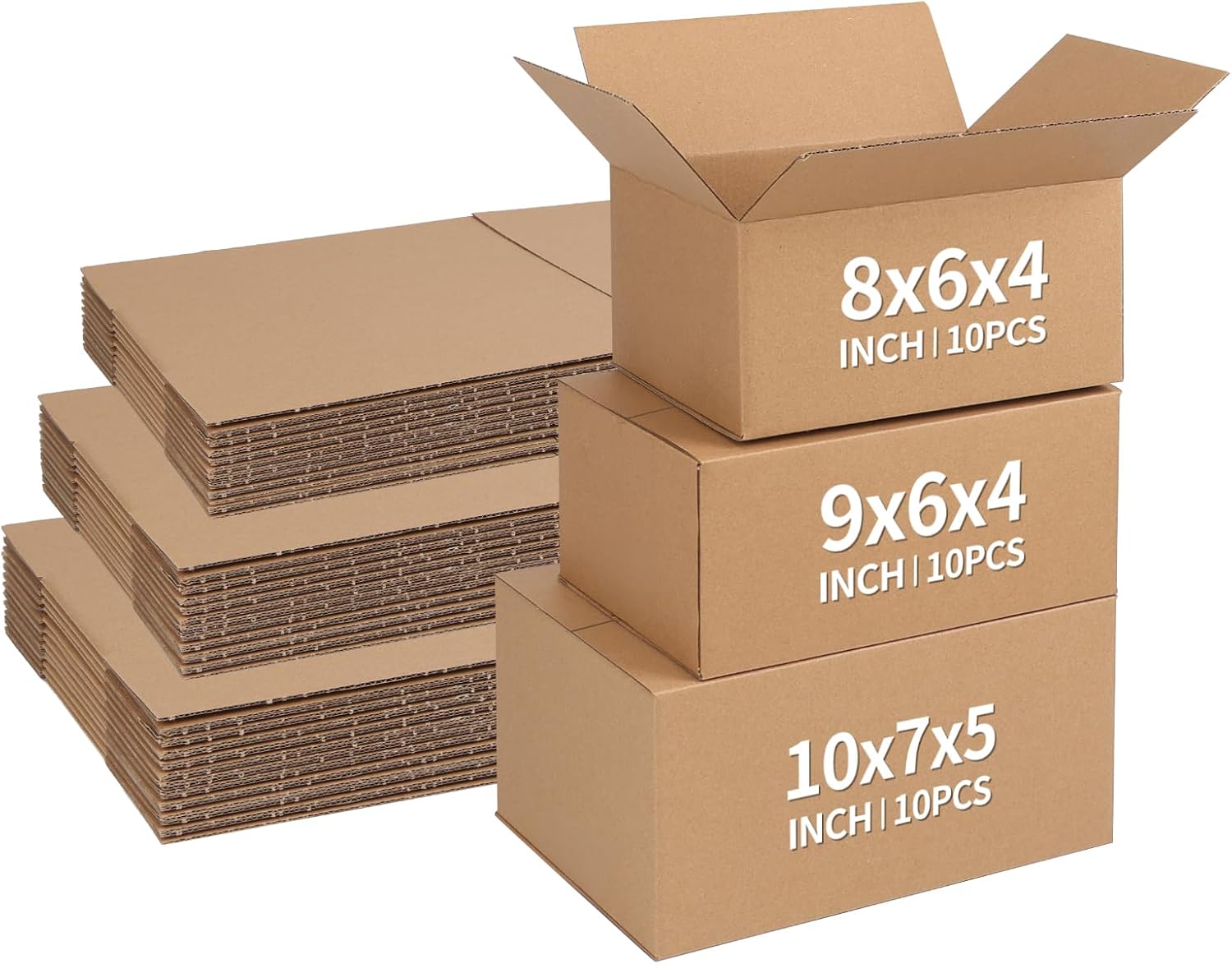 Assorted Sizes Shipping Boxes 30 Pack (10x7x5, 9x6x4, 8x6x4)