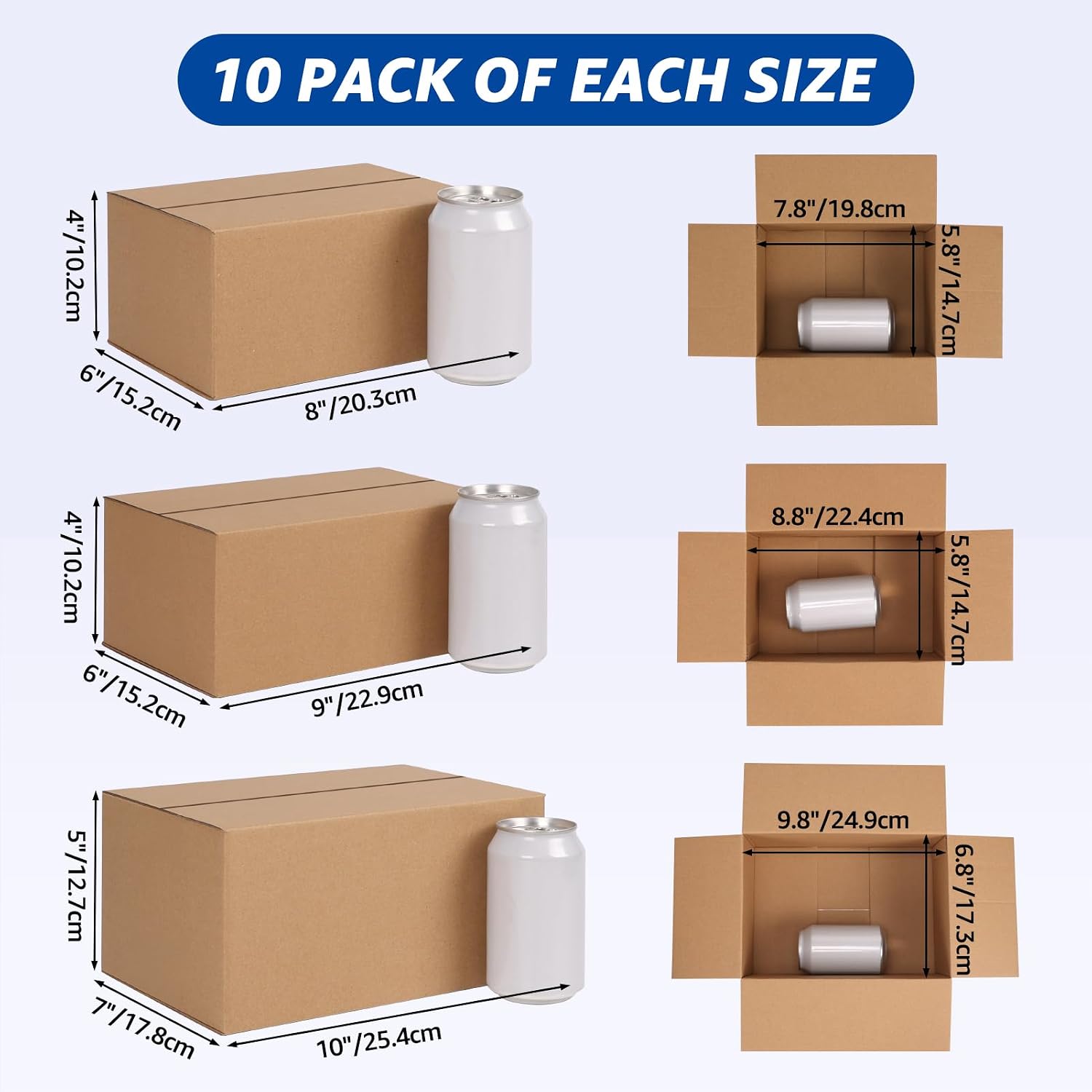 Assorted Sizes Shipping Boxes 30 Pack (10x7x5, 9x6x4, 8x6x4) - Image 2
