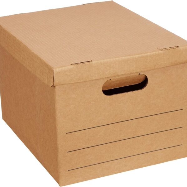 Moving and Storage Boxes with Handles and Lift-Off Lids, File Storage, Collapsible, 15x10x12 in, Brown, 20-Pack