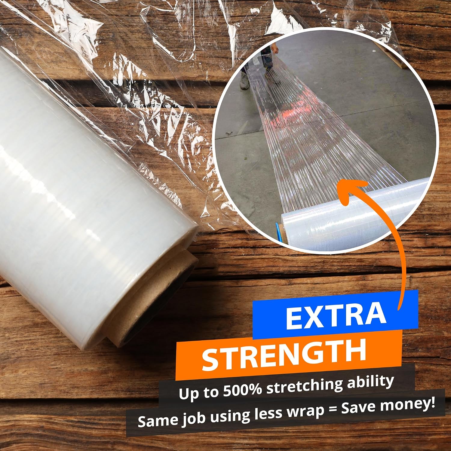 4 Rolls x 18" x 1500 Feet x 80 Gauge Clear Commercial Grade Heavy Duty Plastic Stretch Film Shrink Wrap | Industrial Strength Durable | Shipping Moving Packing Logistics | Holder Included - Image 2
